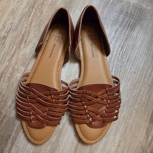 Time and Tru Tan Woven D'Orsay Flat Sandals